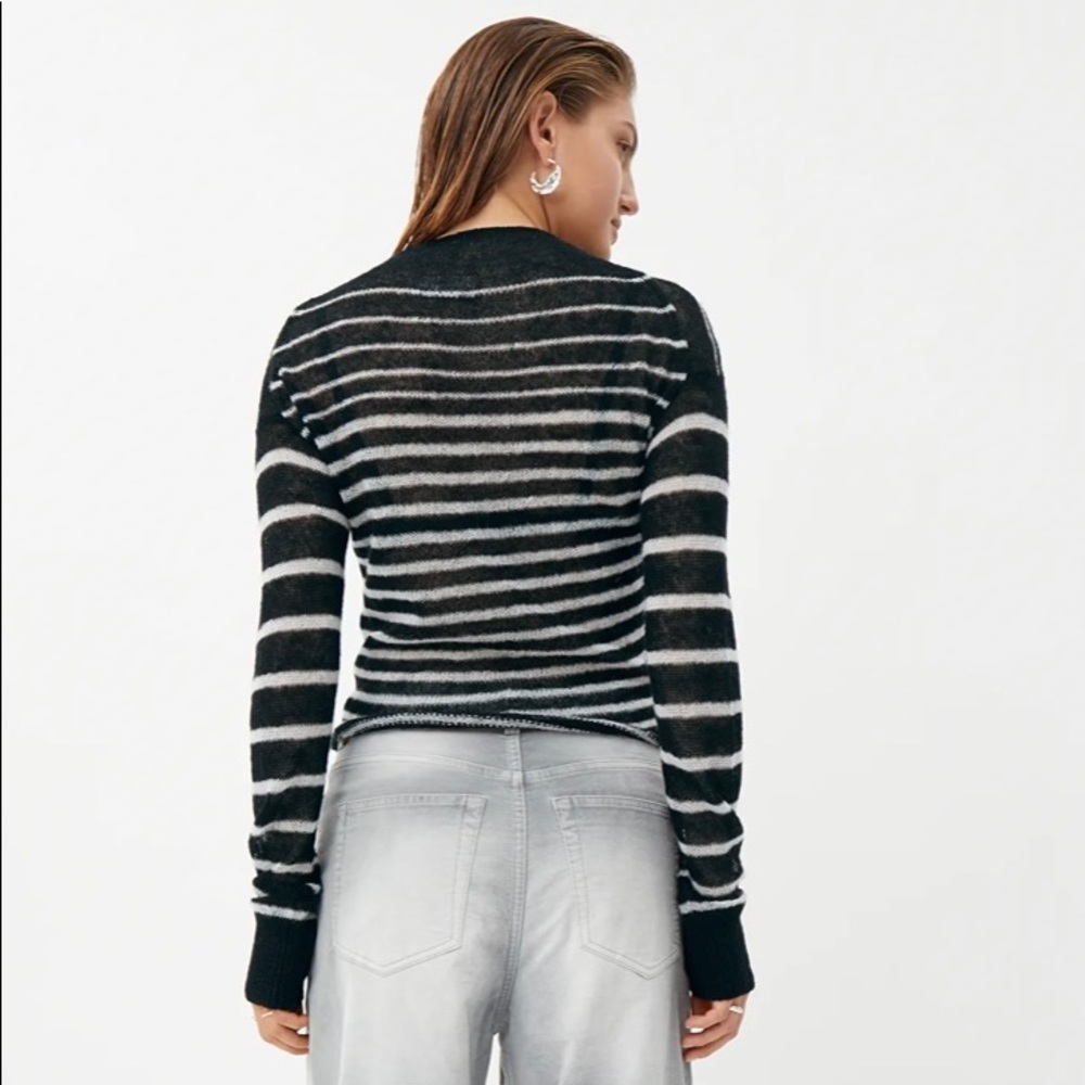 ASOS Weekday Black & White Striped Wool Blend Crew Neck Sweater Women's S